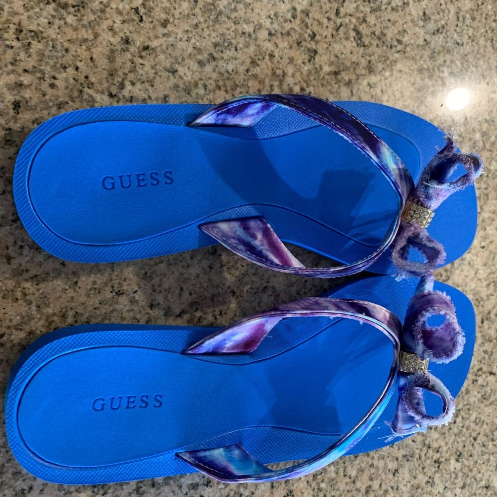 Guess Tie-Dyed Blue Flip Flops